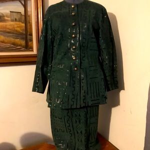 Vintage Chordas Leather Two Piece Skirt Suit